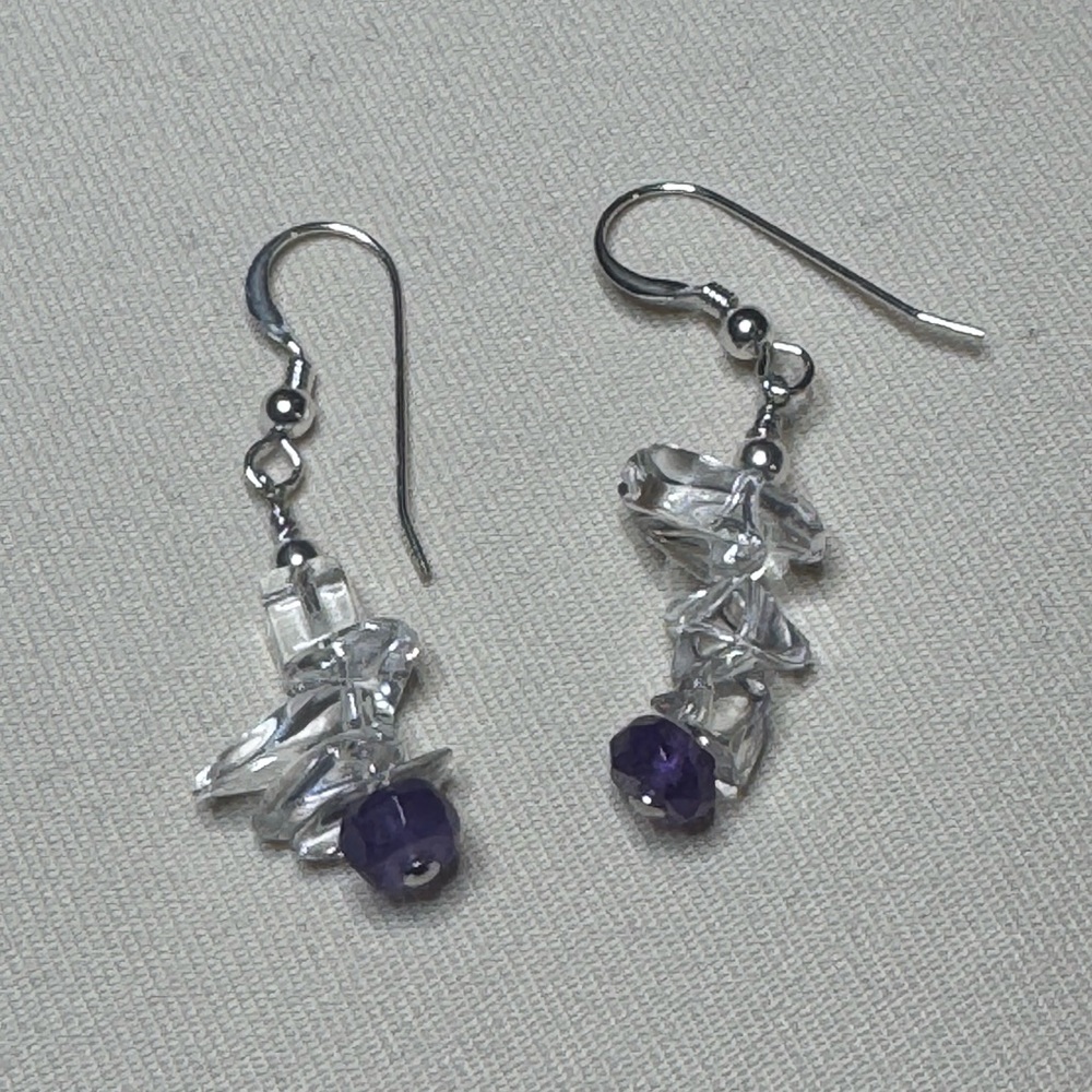 Chic Silver and Purple Crystal Earrings